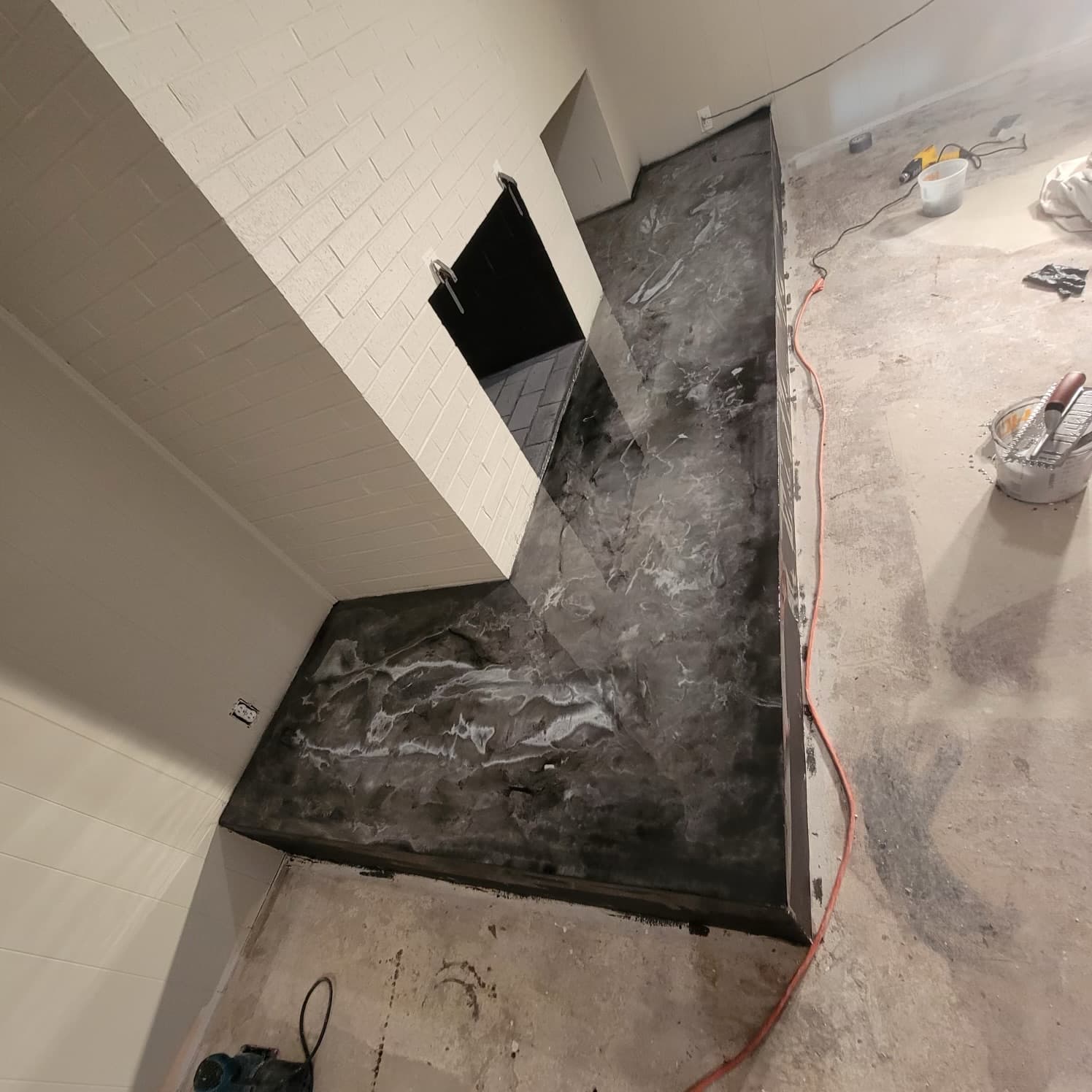 Water-damage reconstruction and interior rebuild work in progress.