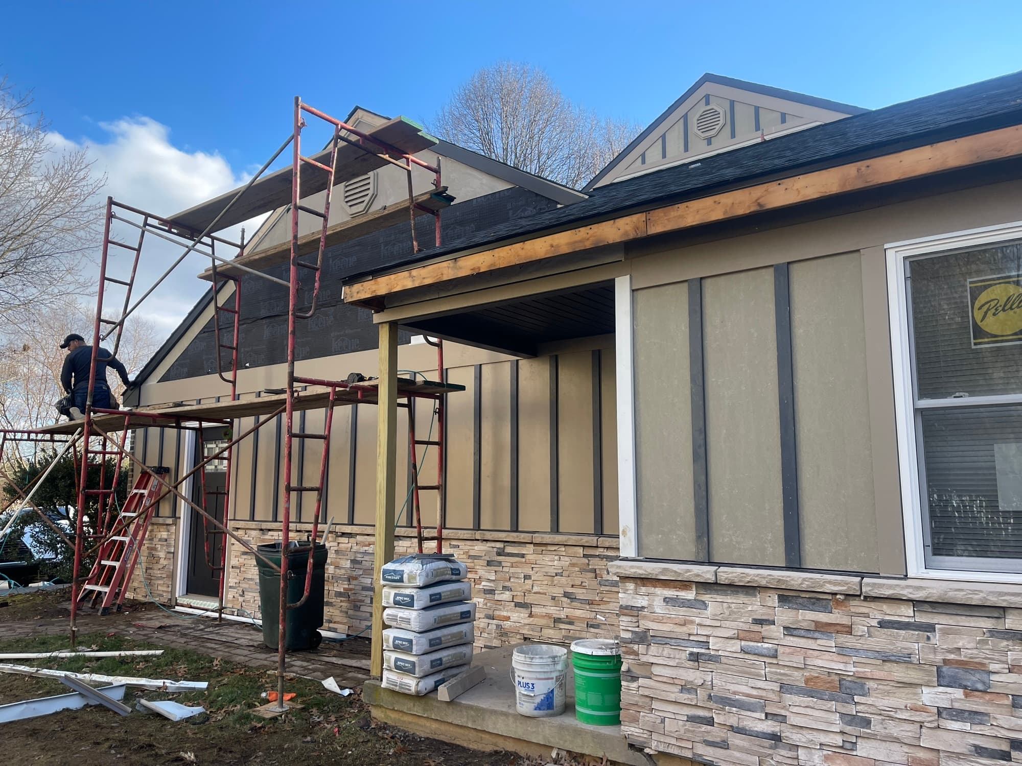 Interior restoration and reconstruction in progress.